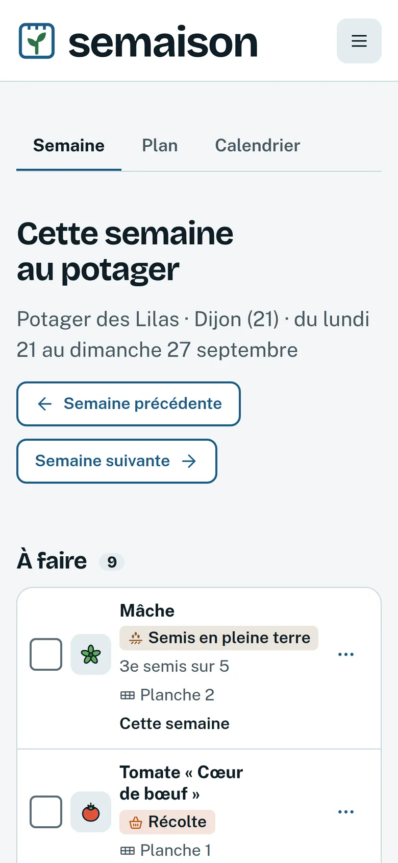 La semaine du potager sur un téléphone.